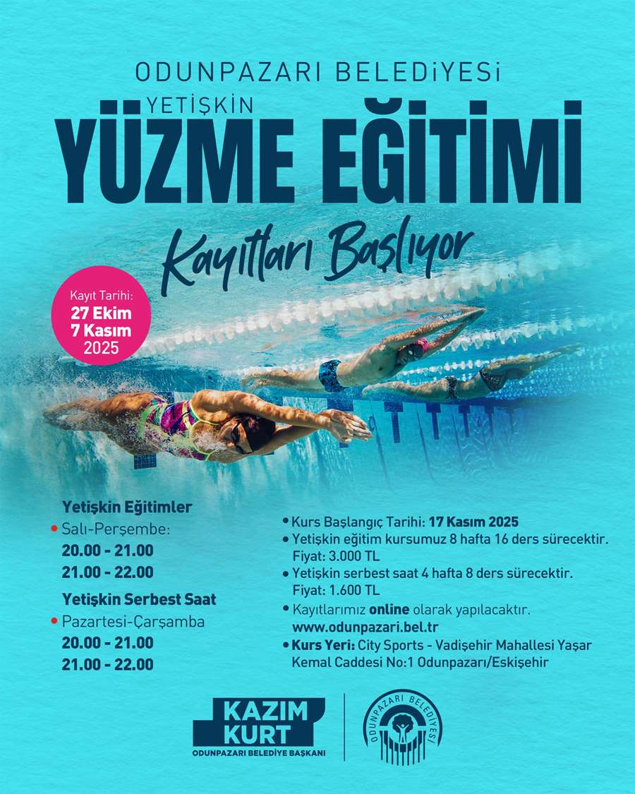 2025-2026 Sezonu 2. Dönem Odunpazarı Belediyesi Yetişkin Yüzme Kursu Ön Kayıtlarımız Başlamıştır.