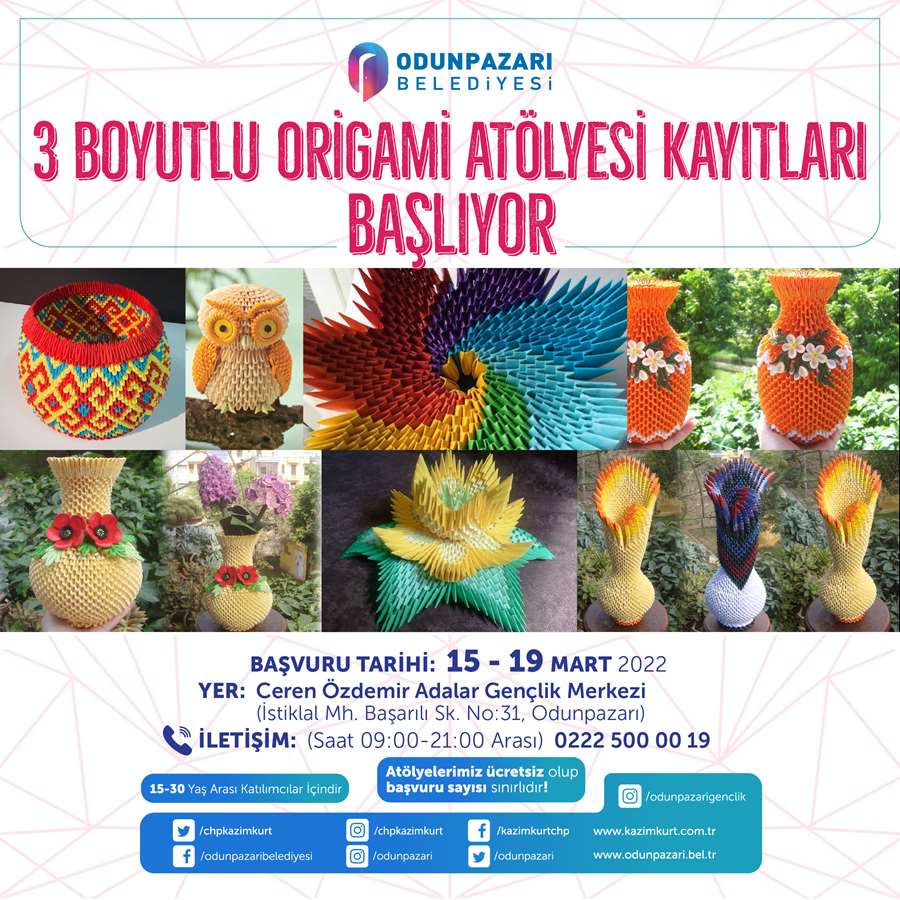 3 Boyutlu Origami Atölyesi Kayıtları Başlıyor