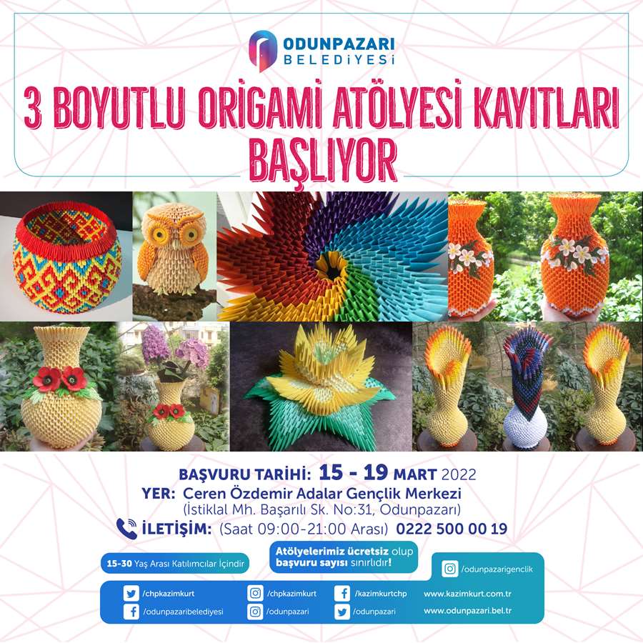 3 Boyutlu Origami Atölyesi Kayıtları Başlıyor