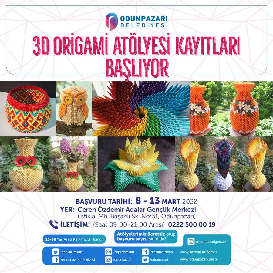 3D Origami Atölyesi Kayıtları Başlıyor