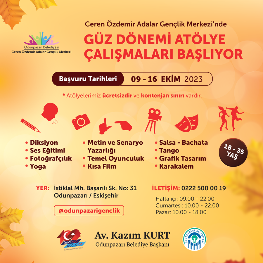 CEREN ÖZDEMİR ADALAR GENÇLİK MERKEZİ - GÜZ DÖNEMİ ATÖLYELERİ