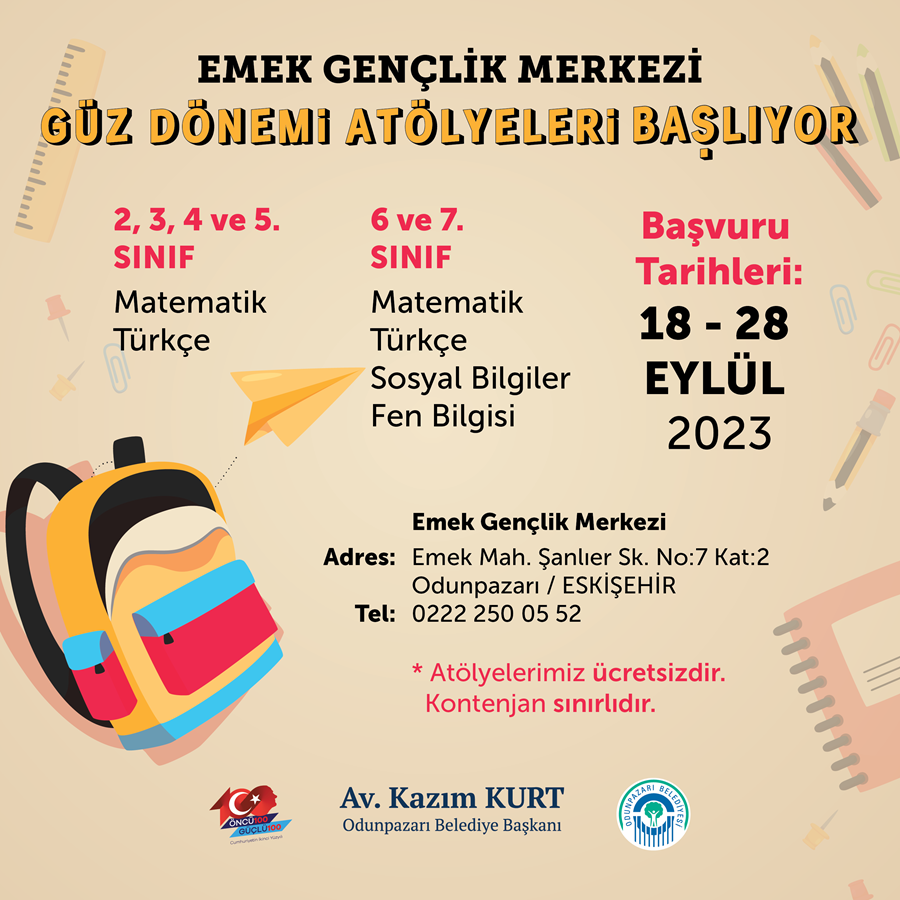 EMEK GENÇLİK MERKEZİ - GÜZ DÖNEMİ ATÖLYELERİ BAŞLIYOR
