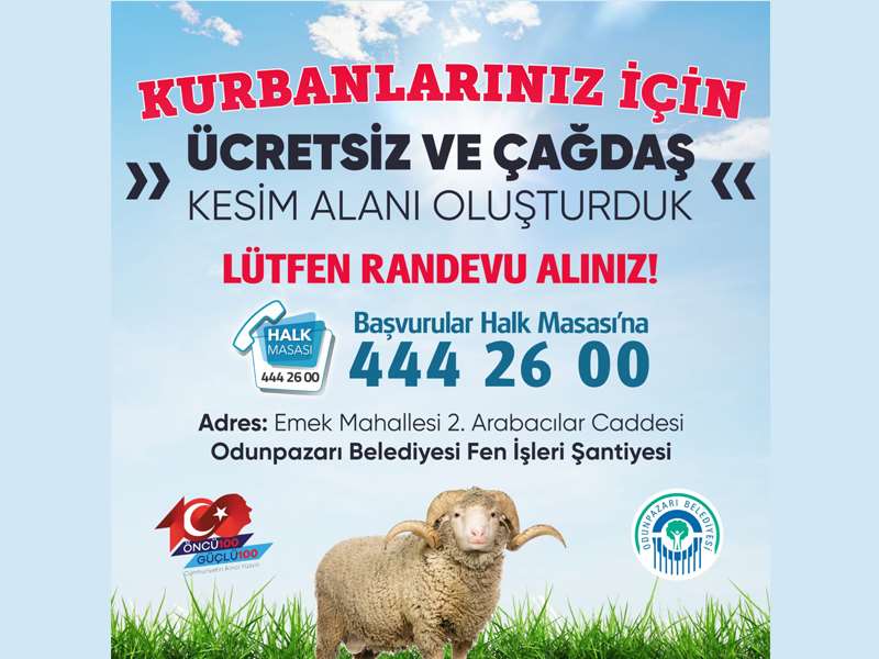 Odunpazarı Belediyesi’nden ücretsiz kurban kesim yeri